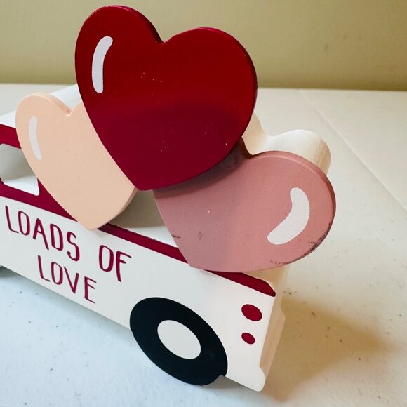 LOADS OF LOVE pickup truck Valentines Day decoration Heart Valentine tiered tray - Picture 3 of 8